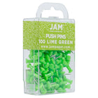 JAM Paper Push Pins, Lime Green, 100 Pack (522416893)-Lime green