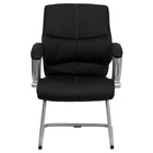 Flash Furniture Black Leather Executive Side Reception Chair with Silver Sled Base-Executive Guest Chair