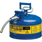 Justrite Type II AccuFlow Safety Cans, 5/8" x 11 1/2" x 12", Blue-AccuFlow™ exclusive Safe-Squeeze® trigger mechanism allows for smooth flow and accurate pouring