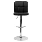 Flash Furniture Contemporary Quilted Vinyl Adjustable Height Barstools with Chrome Base - Black - 2 Pack-Mid-Back Design