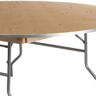 Flash Furniture 72" Round HEAVY DUTY Birchwood Folding Banquet Table with METAL Edges-Seats up to 10 Adults