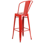 Flash Furniture Commercial Grade 30" High Red Metal Indoor-Outdoor Barstool with Back-Seat Drain Hole assists in drying