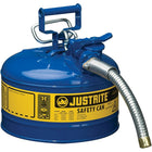Justrite Type II AccuFlow Safety Cans, 1" x 11 1/2" x 12", Blue-AccuFlow™ exclusive Safe-Squeeze® trigger mechanism allows for smooth flow and accurate pouring