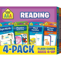 School Zone Reading Flash Card, 4 Pack  (SZP04045)-Four Colourful flash card sets in this one little package offer 4 times the learning!