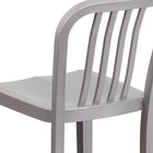 Flash Furniture 24" High Silver Metal Indoor-Outdoor Counter Height Stool with Vertical Slat Back-Galvanized Steel Construction