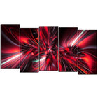 Designart Red Implosion 5-Panel Modern Canvas Art Print, (PT3032-1084)-Print