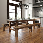 Flash Furniture HERCULES Series 8' x 40" Rectangular Antique Rustic Solid Pine Folding Farm Table-Legs Lock underneath top