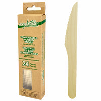 Table Accents Compostable Wooden Cutlery Knives - 24 Pack-Wooden Cutlery is a sustainable alternative to traditional disposable plastic utensils