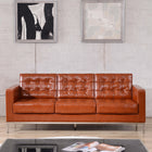 Flash Furniture HERCULES Lacey Series Contemporary Cognac LeatherSoft Sofa with Stainless Steel Frame-Button Tufted Back and Seat