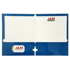 JAM Paper 2 Pocket Laminated Glossy 3 Hole Punched School Folders, Blue, 25 Pack-Capacity: 200 sheets