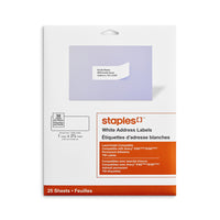 Staples White Address Labels for Inkjet/Laser Printers - 1" x 2-5/8" - 750 Pack-Create customized labels for addressing and shipping