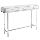 Monarch Specialties 3297 Accent Table - 48"L/Glossy White/Chrome Metal-Modern elegant design in a chic glossy white finish