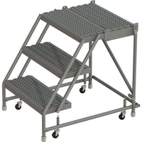 Tri-Arc Manufacturing Deep Top Step Rolling Ladder, Platform Height: 30", No. of Steps: 3, Step Width: 24" (KDSR003242-D2)-No. of Steps: 3