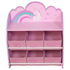 Danawares Unicorn Toys Organizer Bookshelf with 6 Fabric Bins - Pink-Sturdy & Stable: This E1 grade medium-density fibreboard (MDF) is made from pine
