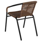 Flash Furniture 28" Square Glass Metal Table with Dark Brown Rattan Edging & 4 Dark Brown Rattan Stack Chairs-Set Includes Table and 4 Chairs