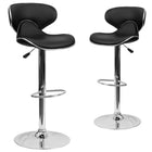 Flash Furniture Contemporary Cozy Mid-Back Vinyl Adjustable Height Barstools with Chrome Base - Black - 2 Pack-Mid-Back Design