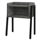 Monarch Specialties 3584 Accent Table - 23"H/Grey Stone-Look/Black Metal-2-tier rectangular accent table in a grey stone-look finish featuring a tray-style tabletop with raised edges on the sides and back, rounded front edges, and 1 storage cubby
