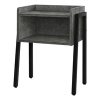 Monarch Specialties 3584 Accent Table - 23"H/Grey Stone-Look/Black Metal-2-tier rectangular accent table in a grey stone-look finish featuring a tray-style tabletop with raised edges on the sides and back, rounded front edges, and 1 storage cubby