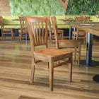 Flash Furniture HERCULES Series Vertical Slat Back Natural Wood Restaurant Chair-Curved Support Bar