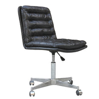 Plata Import Ronin Upholstered Leather Office Chair - Black-Black faux leather