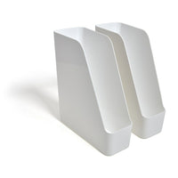 TRU RED Plastic Magazine File - White - 2 Pack-Keep different sized reading materials together and organized on tables, desks, or shelves