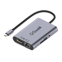 QGeeM 8-in-1 4K Hub Adapter - USB C to HDMI Type C to Ethernet 1G - USB C to USB 3.0 - 3.5mm AUX - Type C Card Reader-Docking Station