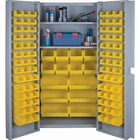 KLETON Deep Door Combination Cabinets, 98 Bins, Yellow-All-welded heavy-duty 16-gauge, combination bin/shelf cabinet
