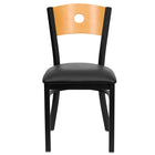 Flash Furniture HERCULES Series Black Circle Back Metal Restaurant Chair - Natural Wood Back, Black Vinyl Seat - 2 Pack-Set of 2 Metal Dining Chairs