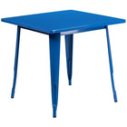 Flash Furniture 31.5'' Square Blue Metal Indoor-Outdoor Table Set with 4 Arm Chairs (ET-CT002-4-70-BL-GG)-31.50"W x 31.50"D x 29.50"H