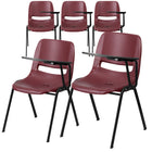 Flash Furniture Burgundy Ergonomic Shell Chair with Left Handed Flip-Up Tablet Arm-Set of 5 Multipurpose Tablet Arm Chairs