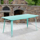 Flash Furniture 31.5" x 63" Rectangular Mint Green Metal Indoor-Outdoor Table-Smooth Top with 1'' Thick Edge