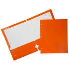 JAM Paper 2 Pocket Laminated Glossy 3 Hole Punched School Folders, Orange, 25 Pack-Orange Glossy Cardstock Folders