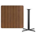 Flash Furniture 42" Square Walnut Laminate Table Top with 33" x 33" Bar Height Table Base-Walnut Laminate Top