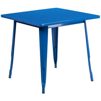 Flash Furniture 31.5" Square Blue Metal Indoor-Outdoor Table-Metal Cafe Table
