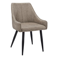 Monarch Specialties 1188 Dining Chair - Taupe Fabric/Black Metal - 2 Pack-Features low armrests, a cushioned seat, and a padded back for comfort and support