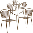 Flash Furniture Commercial Grade Gold Indoor-Outdoor Steel Patio Arm Chair with Round Back-Stack Quantity: 8