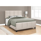 Monarch Specialties 6026Q Queen Size Bed - Beige Linen-Product dimensions: 50"H x 88"L x 64.25"W