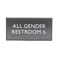 Headline Sign Premier ALL GENDER ACCESSIBLE Sign - 4" H x 8" L - Black-Sign Message: "ALL GENDER ACCESSIBLE"