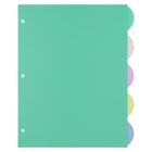 Staples Poly Tab Dividers - 5 Tabs - Pastels-Pastel colours; green, pink, purple, yellow, blue