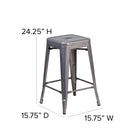 Flash Furniture 24" High Backless Clear Coated Metal Indoor Counter Height Stool with Square Seat-Drain Hole in Seat