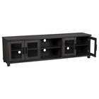 CorLiving LFF-101-B Fremont Grey TV Bench with Glass Cabinets for TVs up to 95"-Large open center shelving area accommodates your A/V equipment