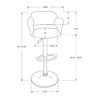 Monarch Specialties 2363 Barstool - Grey Fabric/Chrome Metal Hydraulic Lift-Super comfortable linen-look fabric in grey - the cross brace can be used as a footrest