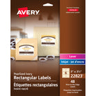 Avery Pearlized Ivory Laser/Inkjet Permanent Print-to-the-Edge Rectangular Labels, 3" x 3-3/4", 48 Pack (22823)-Permanent, Rectangular label