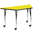 Flash Furniture Mobile 25"W x 45"L Trapezoid HP Laminate Activity Table - Yellow-Collaborative Trapezoid Activity Table