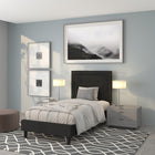 Flash Furniture Roxbury Twin Size Tufted Upholstered Platform Bed - Black Fabric-Black Fabric Upholstery
