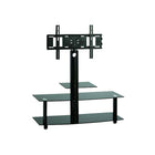 TygerClaw 3-Layer TV Stand with 37" - 60" Mounting Bracket, (LCD8401BLK)-TV Stand with 3 black glass layers (1 small layer and 2 wide layers) and mounting bracket