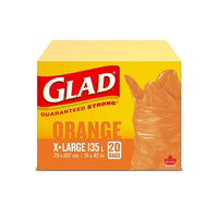 Glad Big Orange Bag - 135L - 20 Pack-EXTRA-LARGE ORANGE GARBAGE BAGS: Box of 20 Glad Extra-Large 135L orange garbage Bags