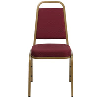 Flash Furniture HERCULES Series Trapezoidal Back Stacking Banquet Chair in Burgundy Patterned Fabric - Gold Frame-Multipurpose Banquet Chair