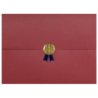 St. James Document/Certificate Holders - Gold Award Seal with Blue Ribbon - Burgundy - 5 Pack-Add ceremony, elegance and sincerity to the act of giving recognition