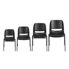 Flash Furniture HERCULES Series Black Ergonomic Shell Stack Chair with Black Frame & 12" Seat Height-Ergonomically Contoured Design
